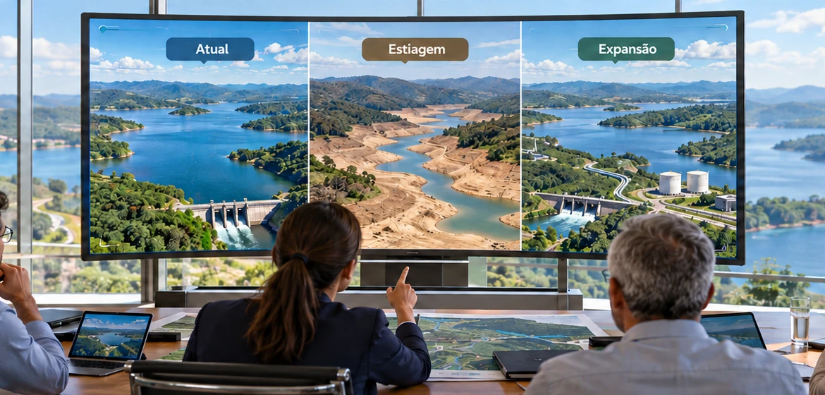 Comparação visual entre cenários de segurança hídrica